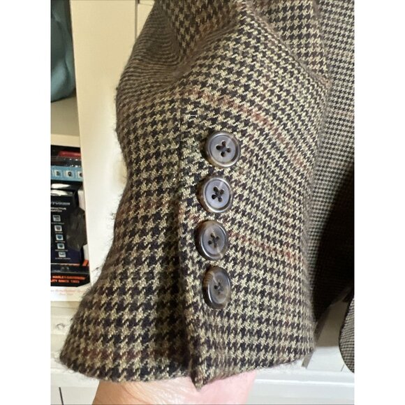 Polo Ralph Lauren Houndstooth 100% Lambs Wool Sports Blazer Jacket Size 44R - Picture 3 of 12